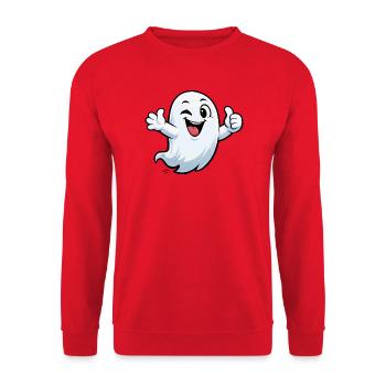 Zwinkernder Geist Cartoon - Unisex Pullover - Rot - Vorne - Alina (178cm) & Michal (187cm)