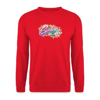 Spring lettering with flowers Description - Unisex Sweatshirt - red - Front - Alina (178cm) & Michal (187cm)