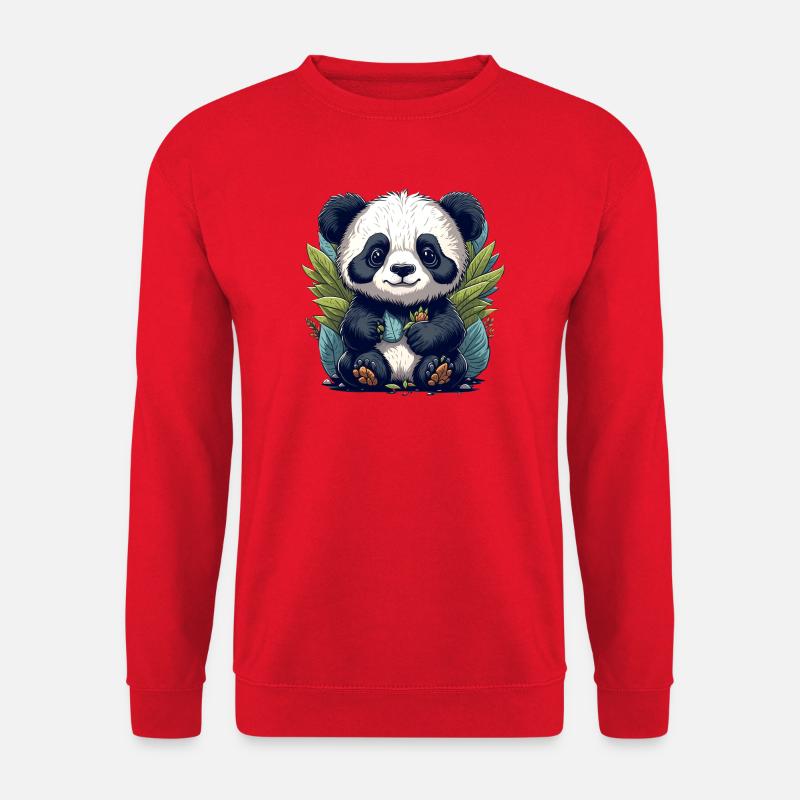 Le panda dans la forêt de feuilles - Sweat-shirt Unisexe - rouge