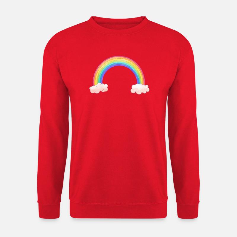 Regenbogenbogen mit Wolken - Unisex Pullover - Rot