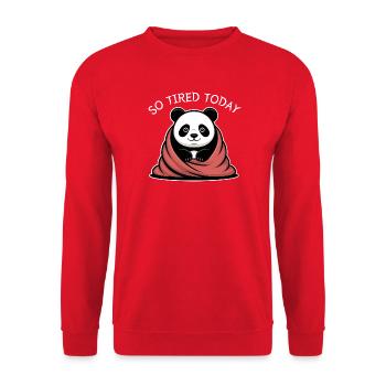 Panda Kuscheltraum unter Decke - Unisex Pullover - Rot - Vorne - Alina (178cm) & Michal (187cm)