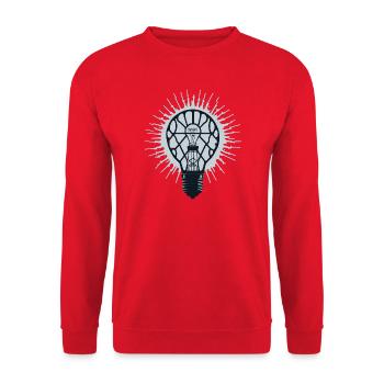 Glowing Idea: Inspiration Light Bulb - Unisex Sweatshirt - red - Front - Alina (178cm) & Michal (187cm)