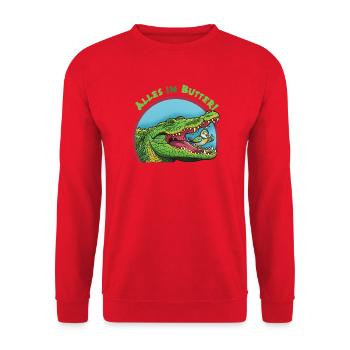 Alligator and bird: Everything is fine! - Unisex Sweatshirt - red - Front - Alina (178cm) & Michal (187cm)