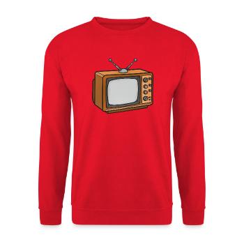 Retro Fernseher Cartoon - Unisex Pullover - Rot - Vorne - Alina (178cm) & Michal (187cm)