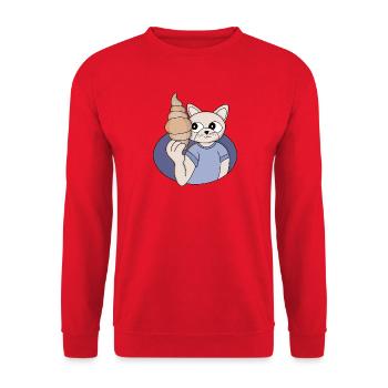 Funny Croissant Cat - Unisex Sweatshirt - red - Front - Alina (178cm) & Michal (187cm)