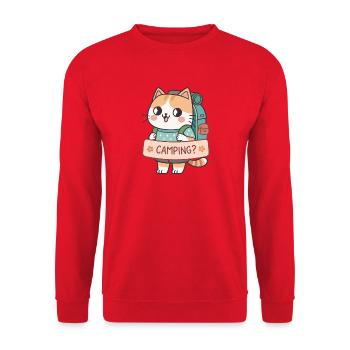 Kawaii Camper Cat - Unisex Sweatshirt - red - Front - Alina (178cm) & Michal (187cm)