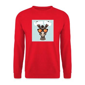 Esel mit orangefarbener Sommerbrille - Unisex Pullover - Rot - Vorne - Alina (178cm) & Michal (187cm)