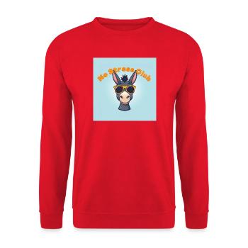 Stressfreier Club Esel - Unisex Pullover - Rot - Vorne - Alina (178cm) & Michal (187cm)