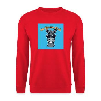 No Stress Club Donkey Cool - Unisex Sweatshirt - red - Front - Alina (178cm) & Michal (187cm)
