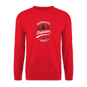Weihnachten Elektriker Elektrik XMAS Outfit - Unisex Pullover - Rot - Vorne - Alina (178cm) & Michal (187cm)