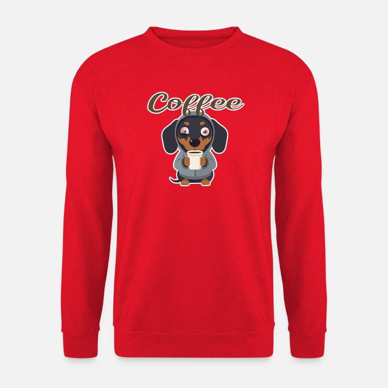 Cute dachshund with coffee - Unisex Sweatshirt - red
