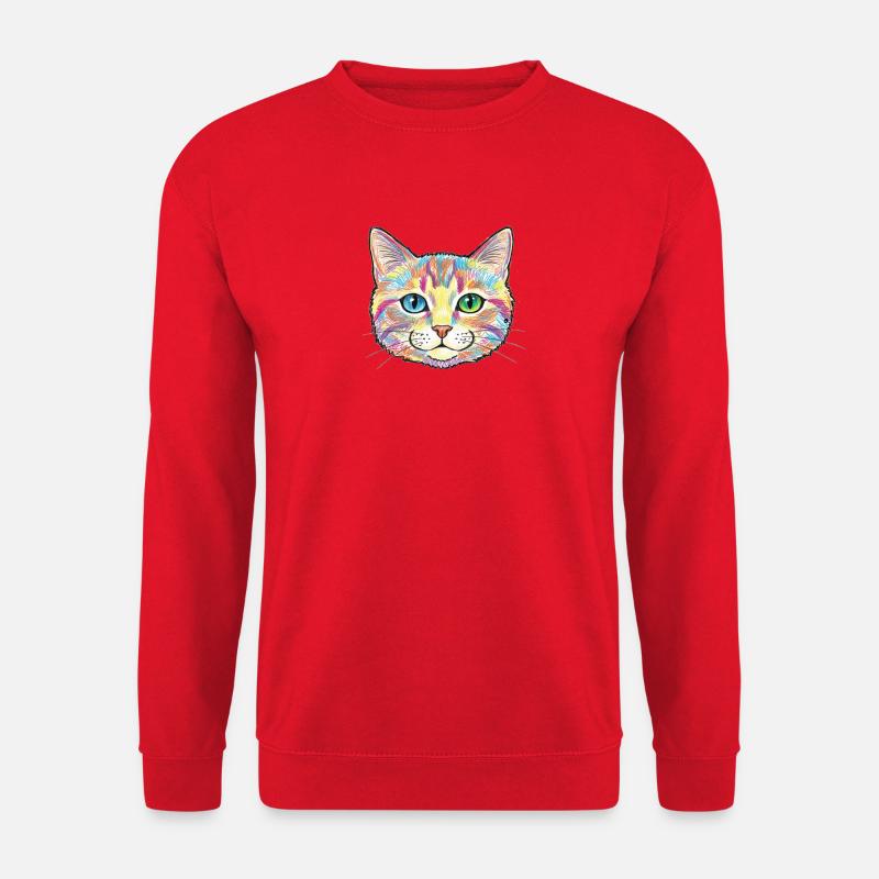 Bunte Katze Skizze Tiermotiv - Unisex Pullover - Rot