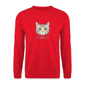 Bunte Katze Kritzelkunst Kawaii - Unisex Pullover - Rot - Vorne - Alina (178cm) & Michal (187cm)