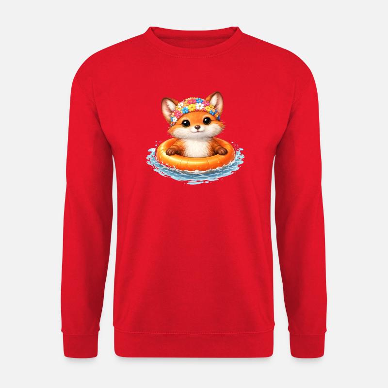 Süßer Fuchs mit Schwimmring  - Unisex Pullover - Rot
