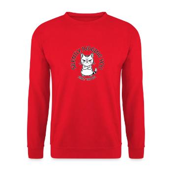 Cat Judge Since 7500 BC - Unisex Sweatshirt - red - Front - Alina (178cm) & Michal (187cm)