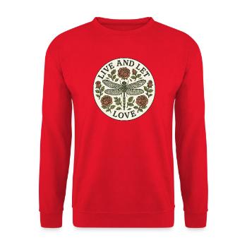 Live and Let Love Dragonfly Circle - Unisex Sweatshirt - red - Front - Alina (178cm) & Michal (187cm)