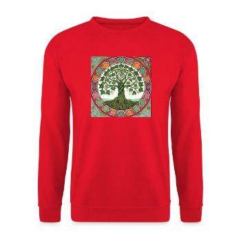 Vitrail circulaire de l’Arbre de Vie - Sweat-shirt Unisexe - rouge - Devant - Alina (178cm) & Michal (187cm)