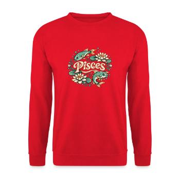Tatouage vintage de poisson lotus en Poissons - Sweat-shirt Unisexe - rouge - Devant - Alina (178cm) & Michal (187cm)