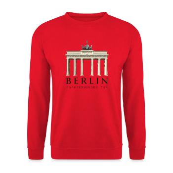 Berlin Brandenburg Gate hand-drawn - Unisex Sweatshirt - red - Front - Alina (178cm) & Michal (187cm)