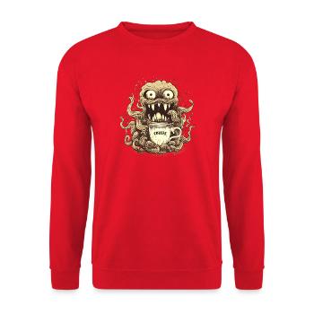 Coffee Monster - Caffeine Zombie - Morning Grouch - Unisex Sweatshirt - red - Front - Alina (178cm) & Michal (187cm)