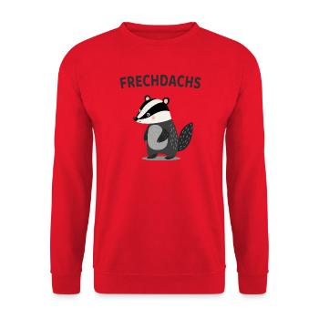 Frechdachs Lustiger Dachs Spruch - Unisex Pullover - Rot - Vorne - Alina (178cm) & Michal (187cm)