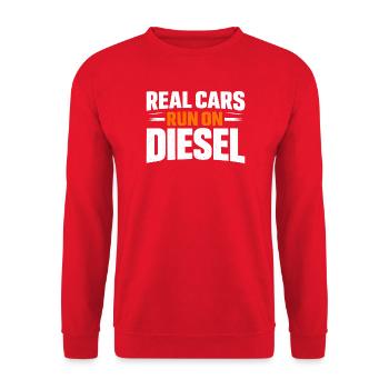 Real Cars Run on Diesel - Unisex Sweatshirt - red - Front - Alina (178cm) & Michal (187cm)