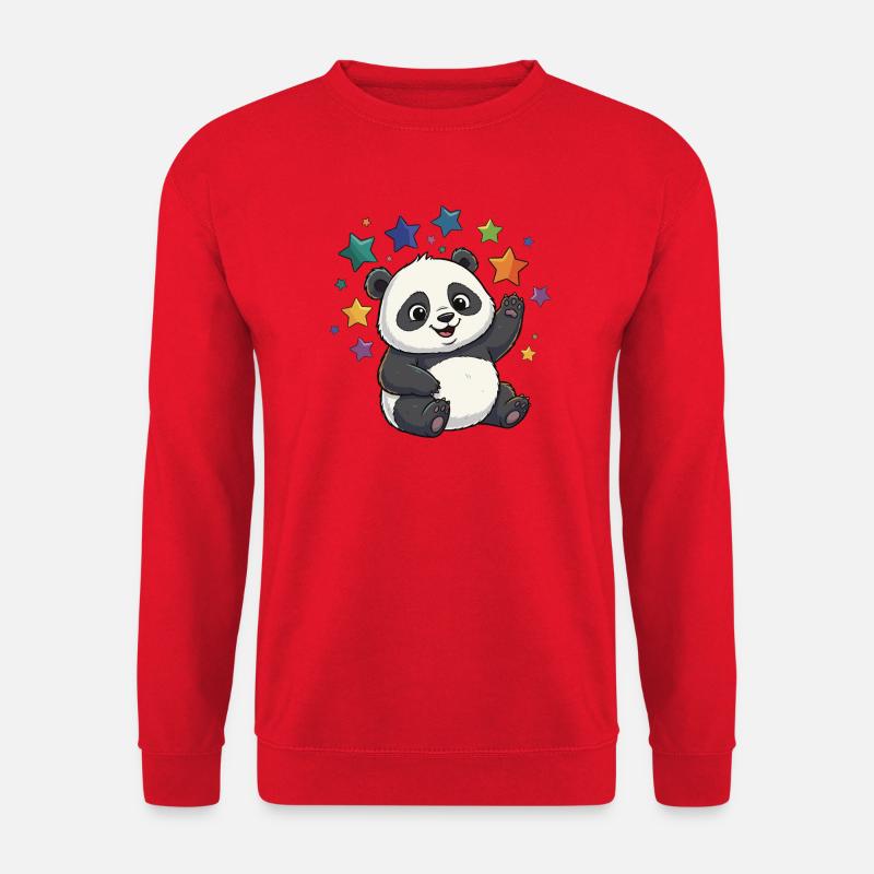 Panda Sternenfest bunte Sterne - Unisex Pullover - Rot