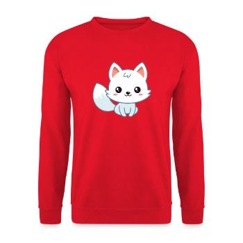Kawaii White Pastel Fox - Unisex Sweatshirt - red - Front - Alina (178cm) & Michal (187cm)