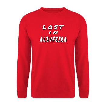 Lost in Albufeira – Algarve Design - Sweat-shirt Unisexe - rouge - Devant - Alina (178cm) & Michal (187cm)