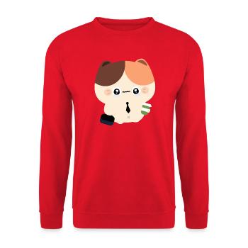 Kawaii Crying Cat avec du café - Sweat-shirt Unisexe - rouge - Devant - Alina (178cm) & Michal (187cm)