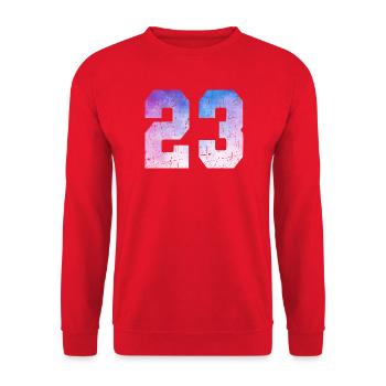Ausgabe 23 – 23-jähriges Jubiläumsgeschenk - Unisex Pullover - Rot - Vorne - Alina (178cm) & Michal (187cm)