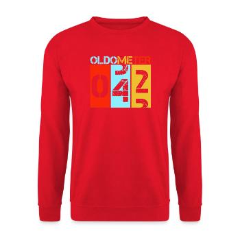 Oldometer 42 Retro Vintage 42nd Birthday Design - Unisex Sweatshirt - red - Front - Alina (178cm) & Michal (187cm)