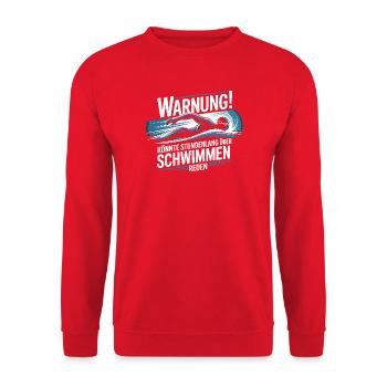  Warnung Könnte Stundenlang Über Schwimmen Reden - Unisex Pullover - Rot - Vorne - Alina (178cm) & Michal (187cm)