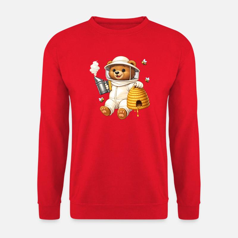 Beekeeper bear with beehive illustration - Unisex Sweatshirt - red