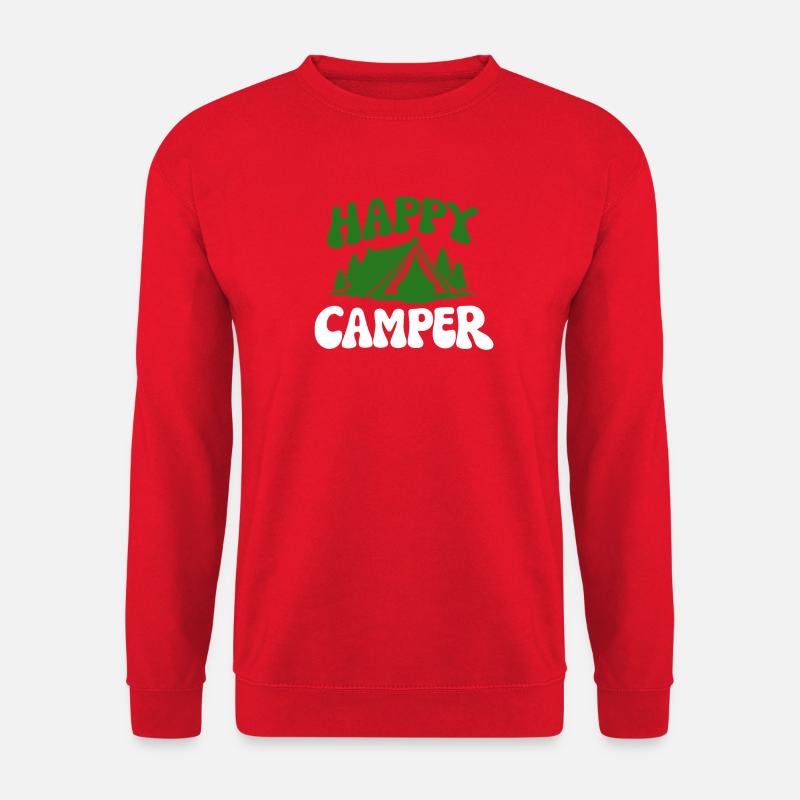 Fröhlicher Camper im Wald - Unisex Pullover - Rot