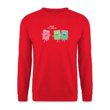 Reader Bookaholic Love Books Lesezeichen – Lustiges Buch - Unisex Pullover - Rot - Vorne - Alina (178cm) & Michal (187cm)