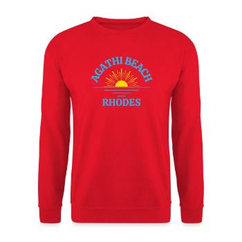 Agathi Beach Rhodes Sunrise - Unisex Sweatshirt - red - Front - Alina (178cm) & Michal (187cm)