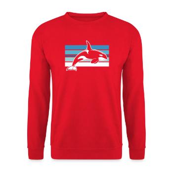 Orca in the ocean strip - Unisex Sweatshirt - red - Front - Alina (178cm) & Michal (187cm)