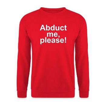 Abduct me please – Large Typo Statement - Unisex Sweatshirt - red - Front - Alina (178cm) & Michal (187cm)