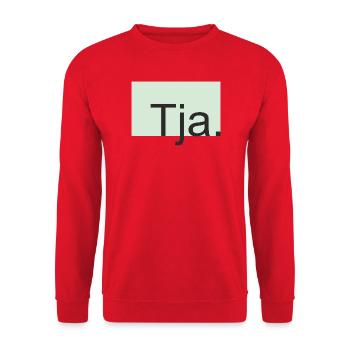 Tja Typografie in Mint - Unisex Pullover - Rot - Vorne - Alina (178cm) & Michal (187cm)