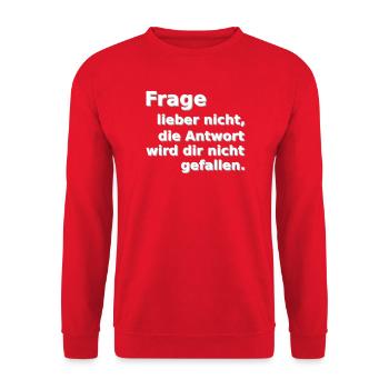 Frage lieber nicht - Unisex Pullover - Rot - Vorne - Alina (178cm) & Michal (187cm)