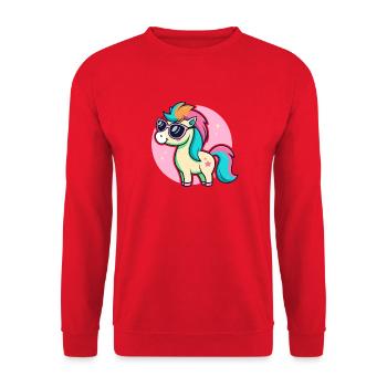 Rainbow Pony Glam-Brille - Unisex Pullover - Rot - Vorne - Alina (178cm) & Michal (187cm)