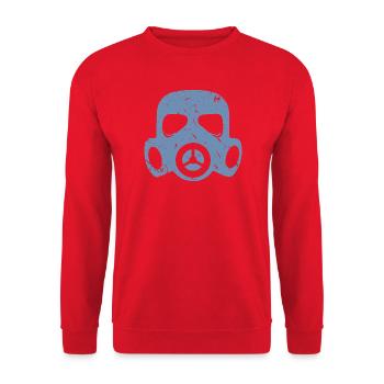 Grunge Gasmaske Nuklear Radioaktiv Feinstaub - Unisex Pullover - Rot - Vorne - Alina (178cm) & Michal (187cm)