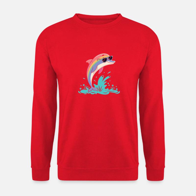 Regenbogendelfin-Brille - Unisex Pullover - Rot