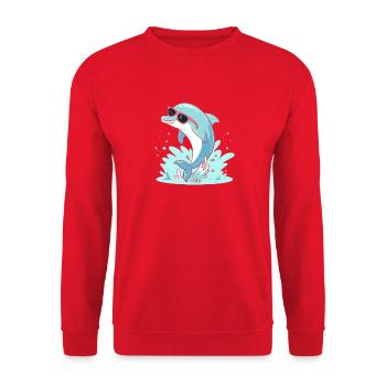 Delfin-Sommer-Pinkbrille - Unisex Pullover - Rot - Vorne - Alina (178cm) & Michal (187cm)