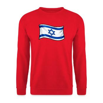 Israeli Flag Print Star of David - Unisex Sweatshirt - red - Front - Alina (178cm) & Michal (187cm)