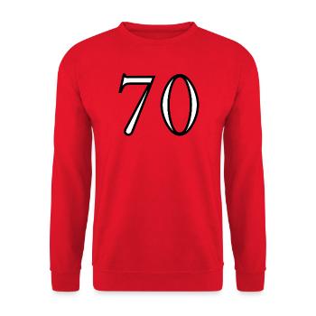 70. 70 ANS. 70e ANNIVERSAIRE. ANNIVERSAIRE 70 ANS. - Sweat-shirt Unisexe - rouge - Devant - Alina (178cm) & Michal (187cm)