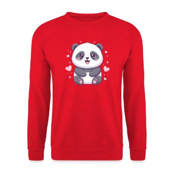 Kawaii Panda with Hearts - Unisex Sweatshirt - red - Front - Alina (178cm) & Michal (187cm)