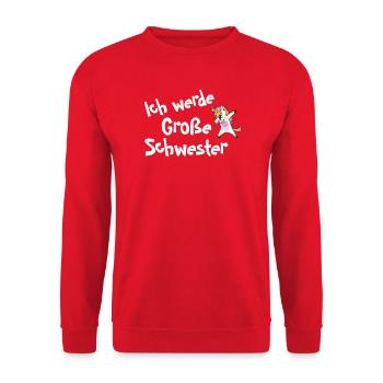 Ich werde Große Schwester - Unisex Pullover - Rot - Vorne - Alina (178cm) & Michal (187cm)