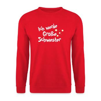 Ich werde Große Schwester Shirt - Unisex Pullover - Rot - Vorne - Alina (178cm) & Michal (187cm)